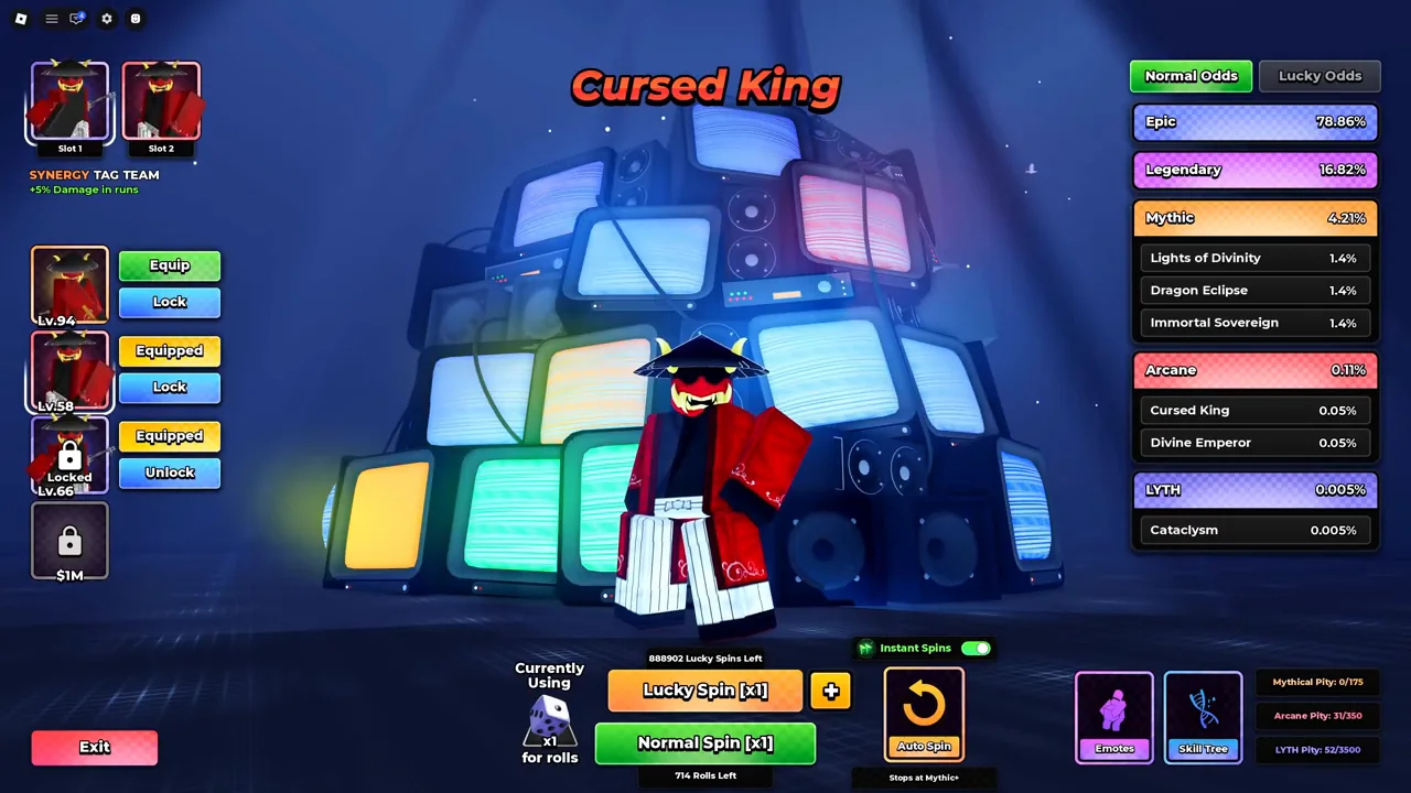 Cursed King shown in the Anime Zero Arsenal interface